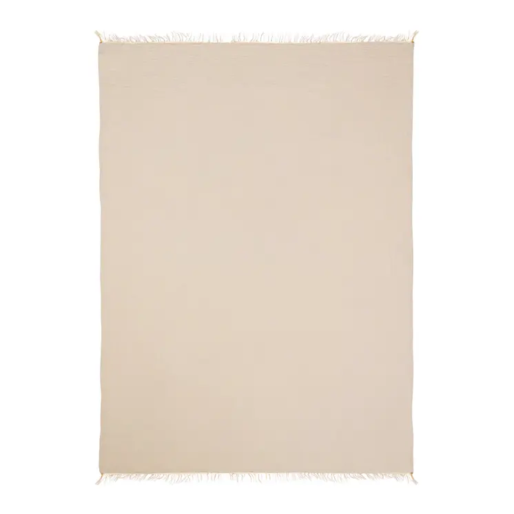 47" X 60" Beige Cotton Woven Turkish Towel Throw Blanket with Fringe