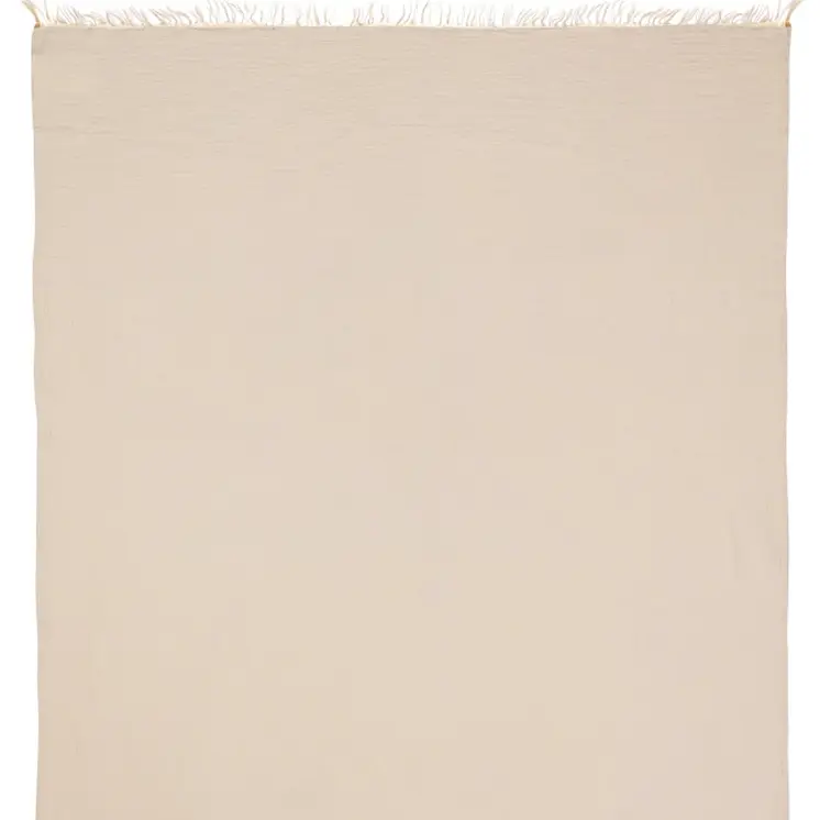 47" X 60" Beige Cotton Woven Turkish Towel Throw Blanket with Fringe