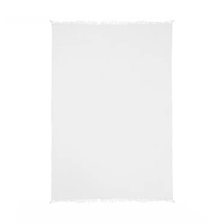47" X 60" White Cotton Woven Turkish Towel Throw Blanket with Fringe
