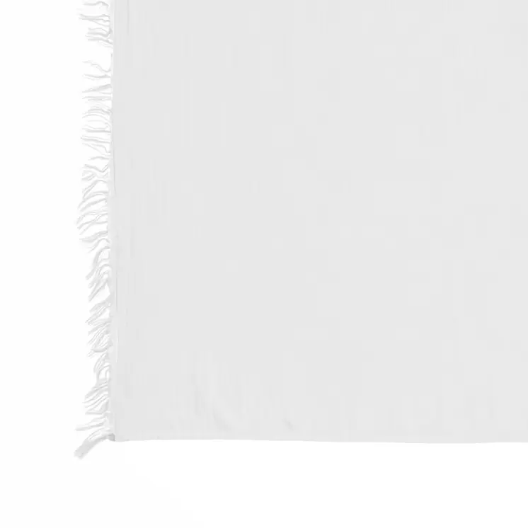 47" X 60" White Cotton Woven Turkish Towel Throw Blanket with Fringe