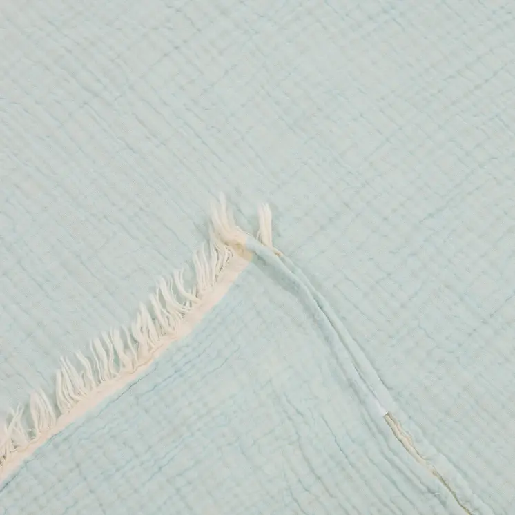 47" X 60" Aqua Cotton Woven Turkish Towel Throw Blanket with Fringe