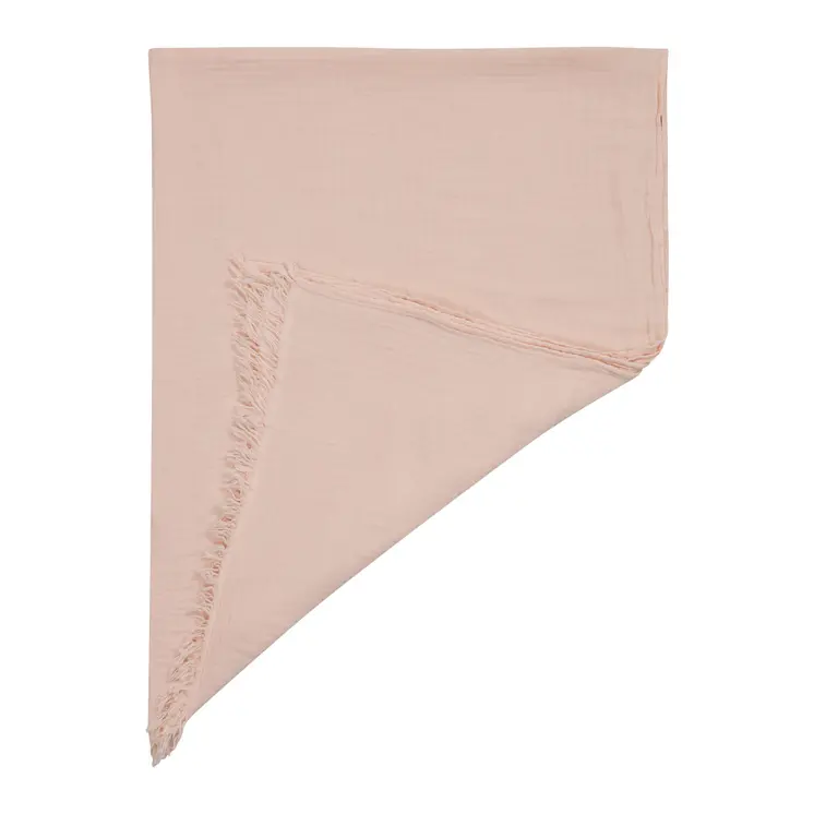 47" X 60" Blush Cotton Woven Turkish Towel Throw Blanket with Fringe