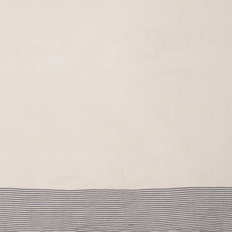 47" X 60" Gray and Ivory Cotton Woven Striped Throw Blanket with Fringe