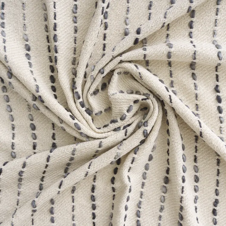 50" X 60" White And Navy Blue Cotton Blend Woven Striped Throw Blanket with Fringe