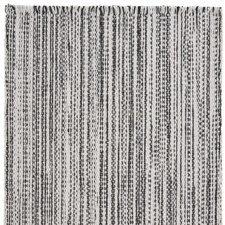 19" Set of Four Black And White Striped Cotton Placemats