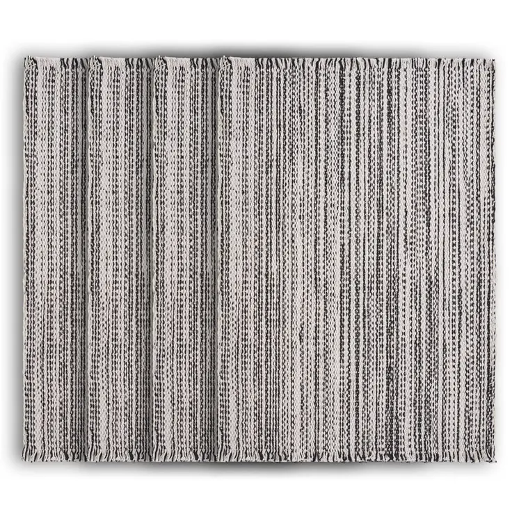 19" Set of Four Black And White Striped Cotton Placemats