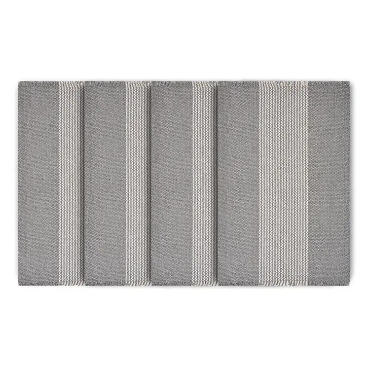 19" Set of Four Gray And White Striped Cotton Placemats