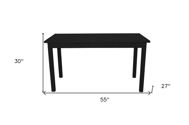60" Black Solid Wood Dining Table