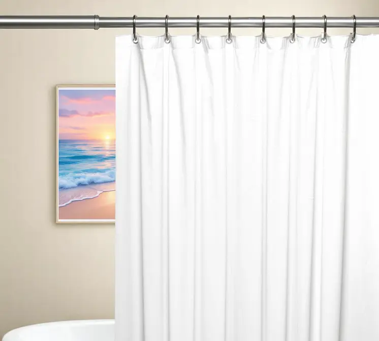 72" White Vinyl Shower Curtain Liner