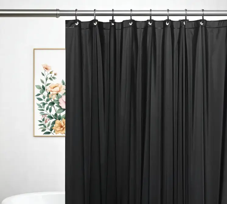 72" Black Vinyl Shower Curtain Liner