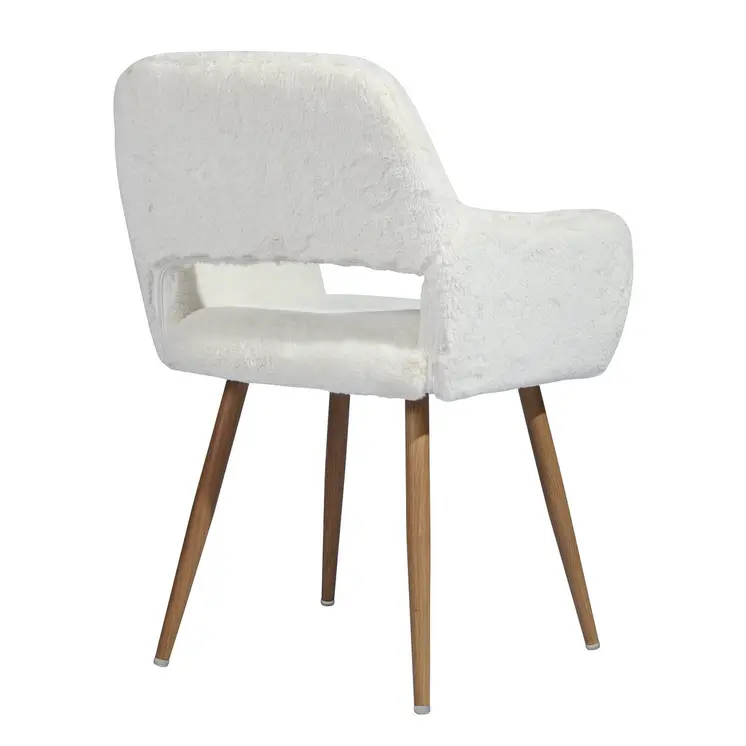 23" White and Brown Faux Fur Arm Chair