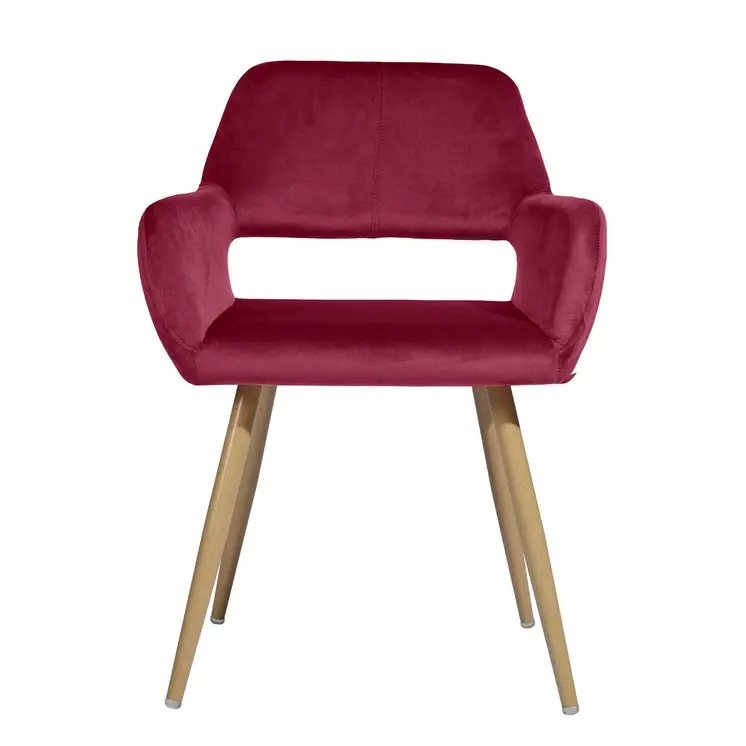 22" Fuchsia and Brown Velvet Arm Chair