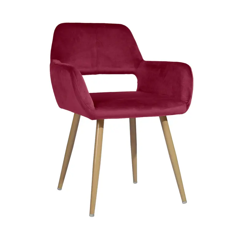 22" Fuchsia and Brown Velvet Arm Chair