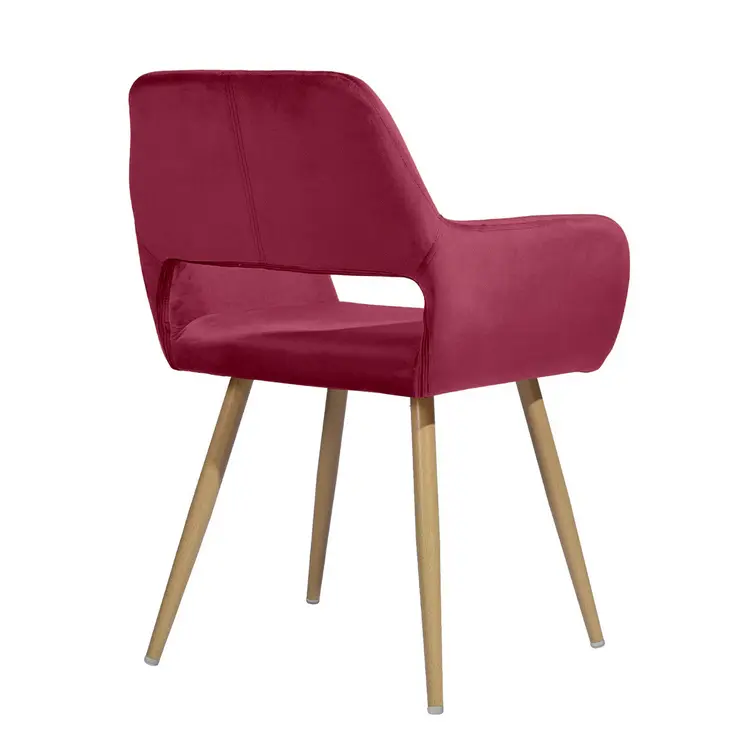 22" Fuchsia and Brown Velvet Arm Chair