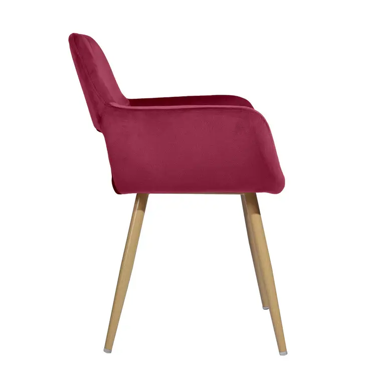 22" Fuchsia and Brown Velvet Arm Chair