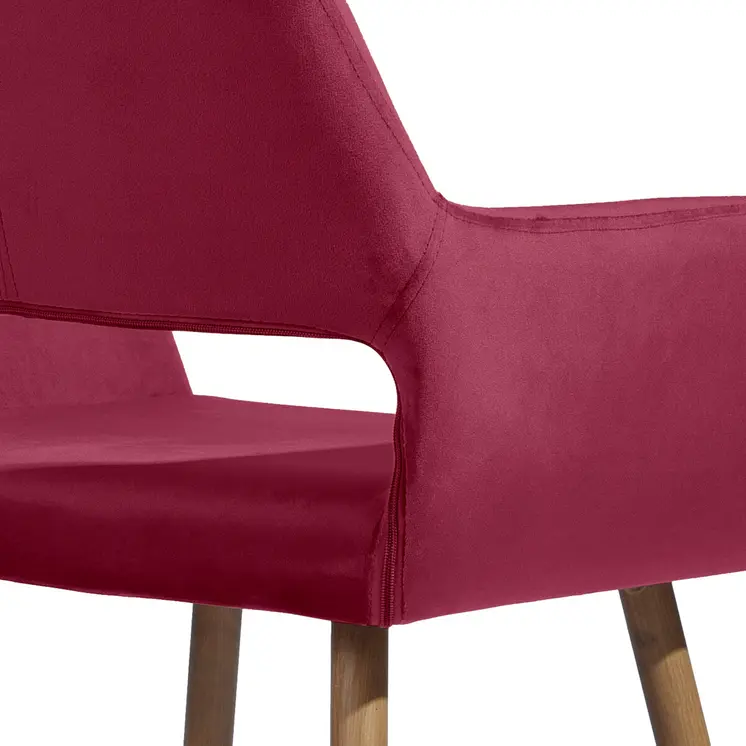 22" Fuchsia and Brown Velvet Arm Chair