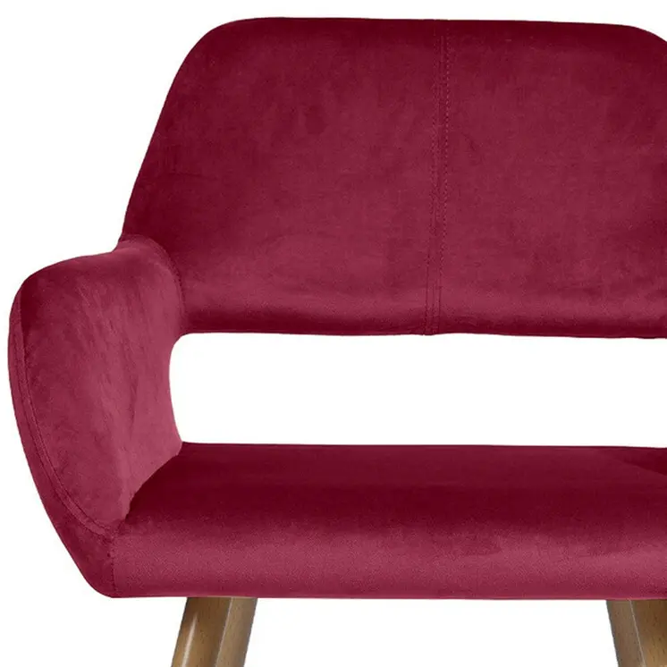 22" Fuchsia and Brown Velvet Arm Chair