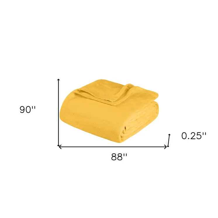 Queen Gold Cotton Basketweave Geometric Blanket