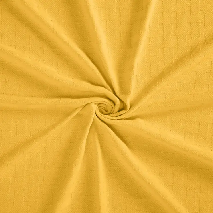 King Gold Cotton Basketweave Geometric Blanket