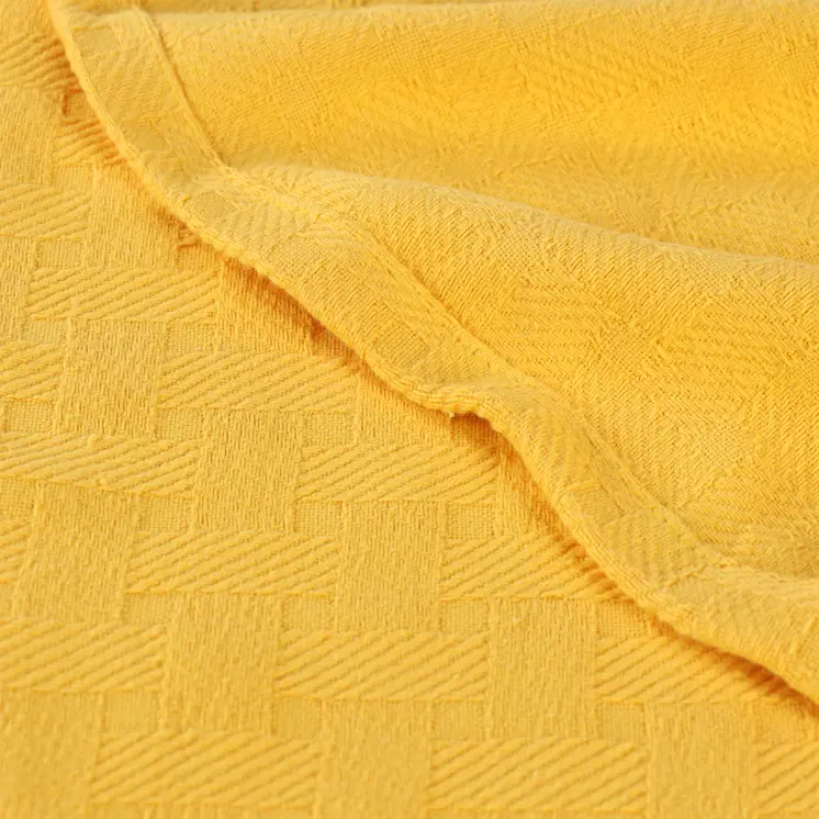 50" X 60" Gold Cotton Basketweave Geometric Throw Blanket