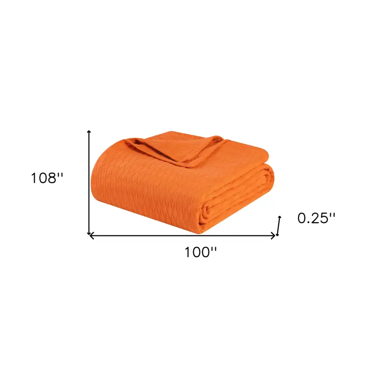California King Burnt Orange Cotton Woven Geometric Blanket