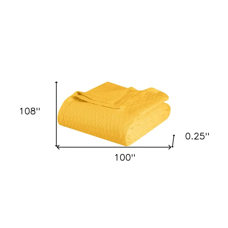 California King Yellow Cotton Woven Geometric Blanket