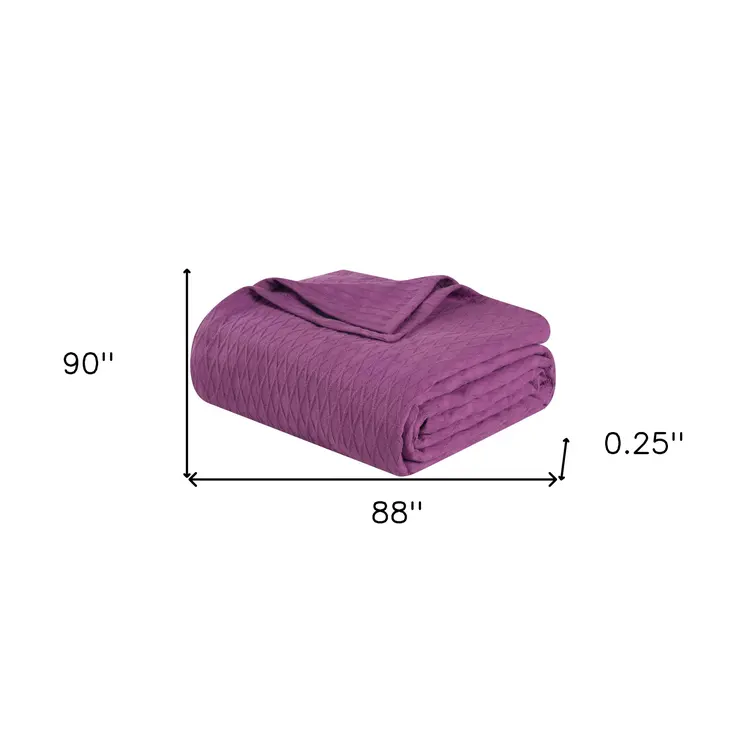 Queen Purple Cotton Woven Geometric Blanket
