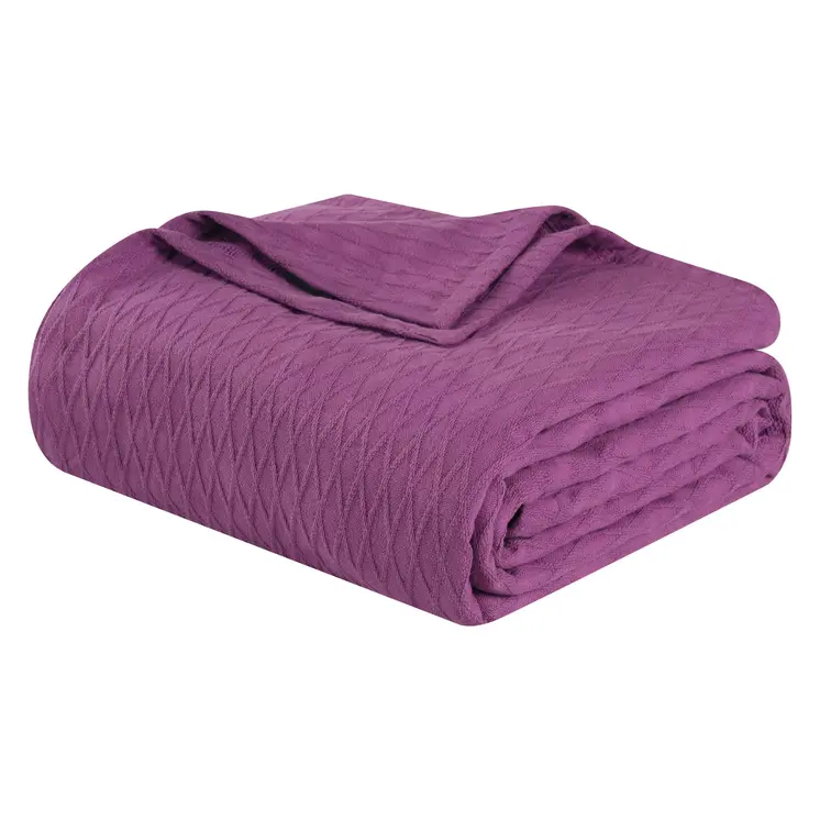 King Purple Cotton Woven Geometric Blanket