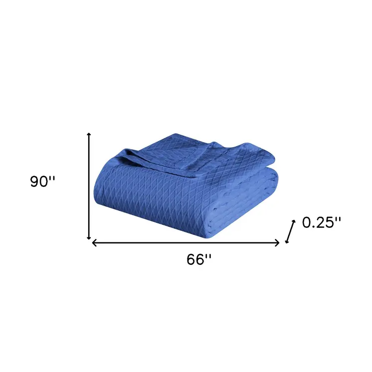 Twin Blue Cotton Woven Geometric Blanket