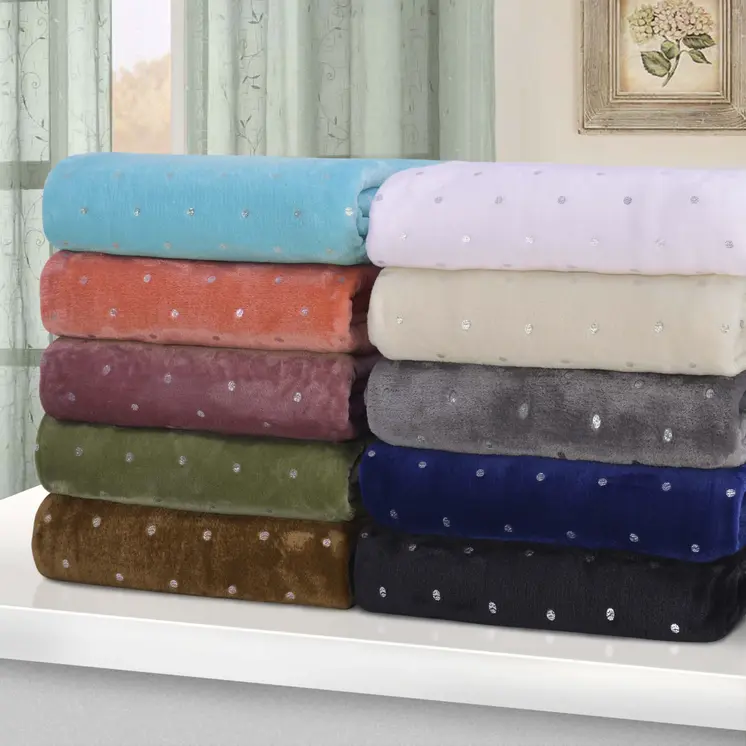 Queen Gray And Silver Fleece Woven Polka Dots Plush Blanket