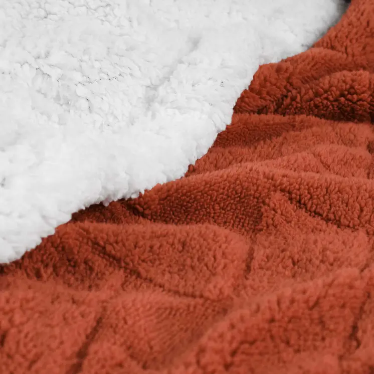 50" X 60" Rust Fleece Woven Geometric Plush Throw Blanket