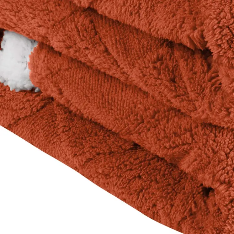 50" X 60" Rust Fleece Woven Geometric Plush Throw Blanket