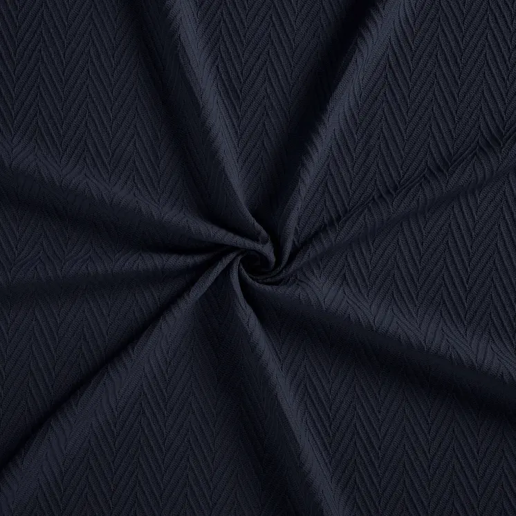 California King Navy Blue Cotton Woven Chevron Blanket