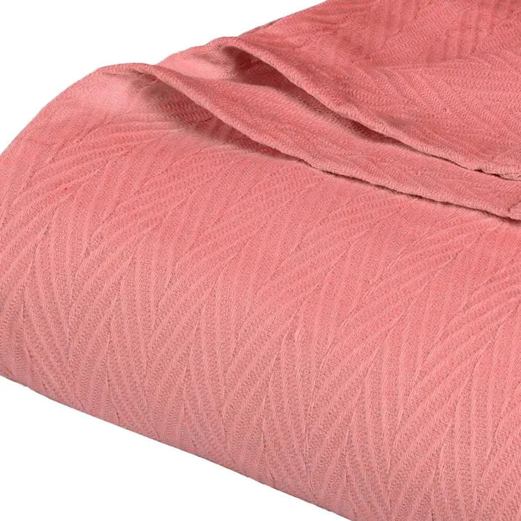 King Coral Cotton Woven Chevron Blanket