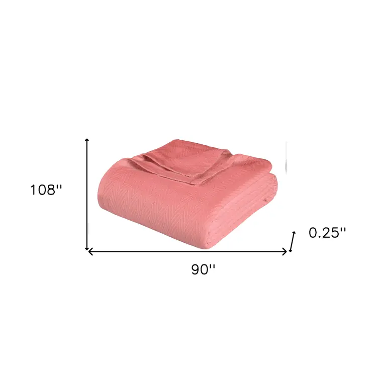 King Coral Cotton Woven Chevron Blanket