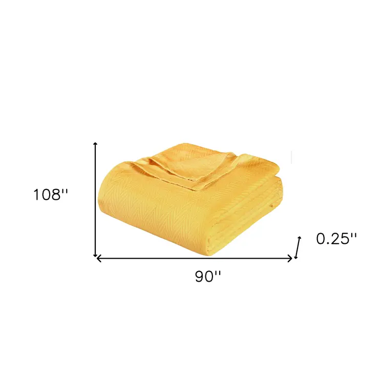 King Gold Cotton Woven Chevron Blanket