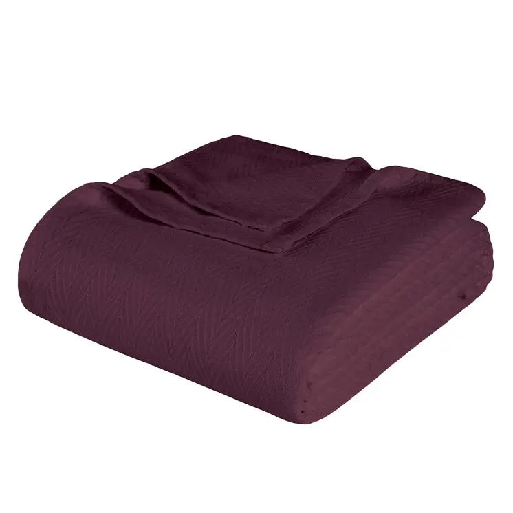 King Plum Cotton Woven Chevron Blanket