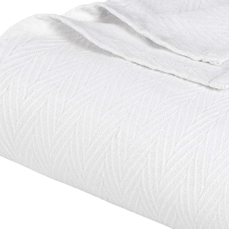 King White Cotton Woven Chevron Blanket