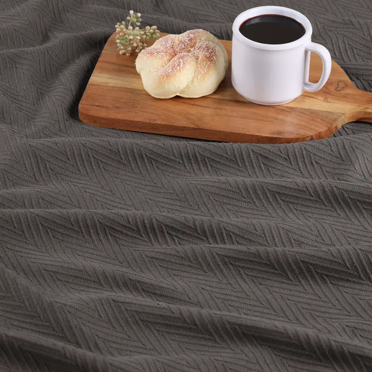 50" X 60" Charcoal Cotton Woven Chevron Throw Blanket