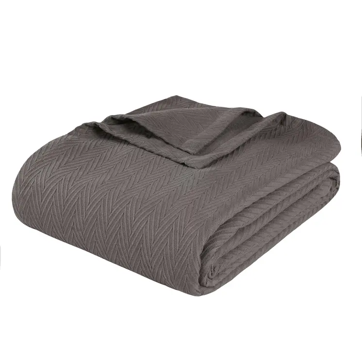 50" X 60" Charcoal Cotton Woven Chevron Throw Blanket