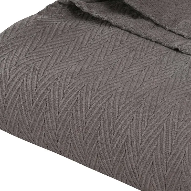 50" X 60" Charcoal Cotton Woven Chevron Throw Blanket