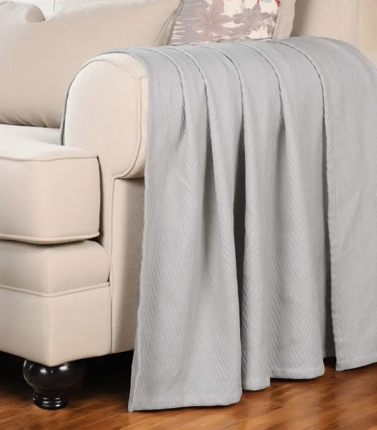 50" X 60" Silver Cotton Woven Chevron Throw Blanket