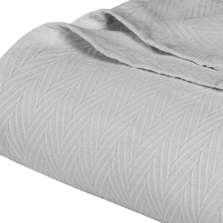 50" X 60" Silver Cotton Woven Chevron Throw Blanket