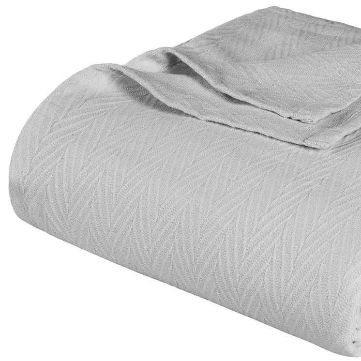 50" X 60" Silver Cotton Woven Chevron Throw Blanket