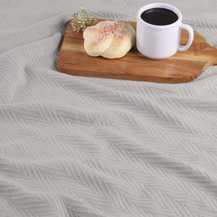 50" X 60" Silver Cotton Woven Chevron Throw Blanket