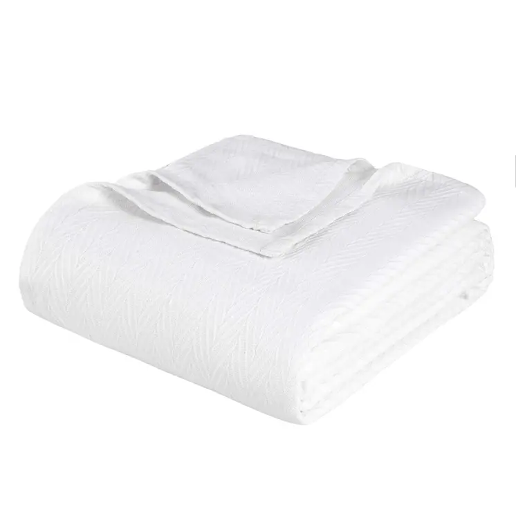 50" X 60" White Cotton Woven Chevron Throw Blanket