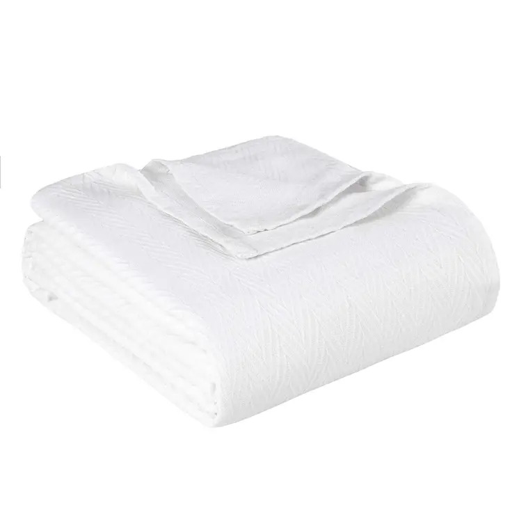50" X 60" White Cotton Woven Chevron Throw Blanket