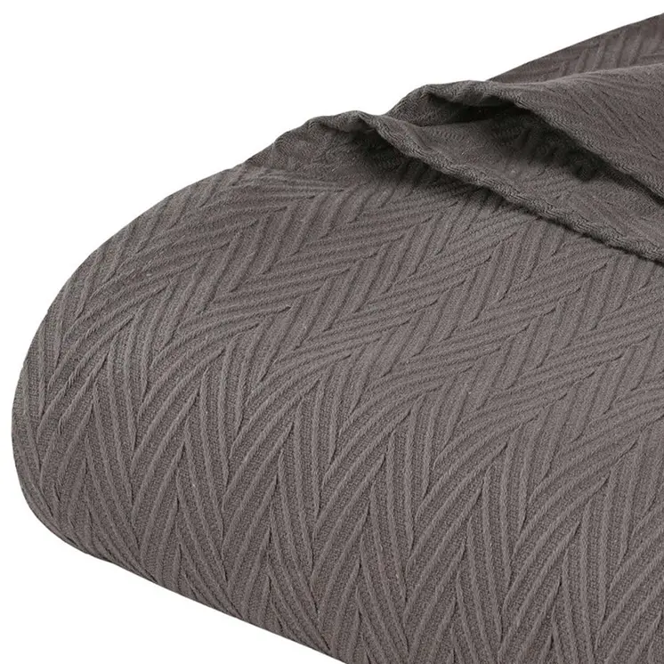 Twin Charcoal Cotton Woven Chevron Blanket