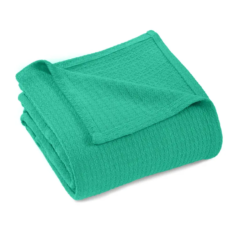 King Turquoise Cotton Waffle Weave Honeycomb Blanket