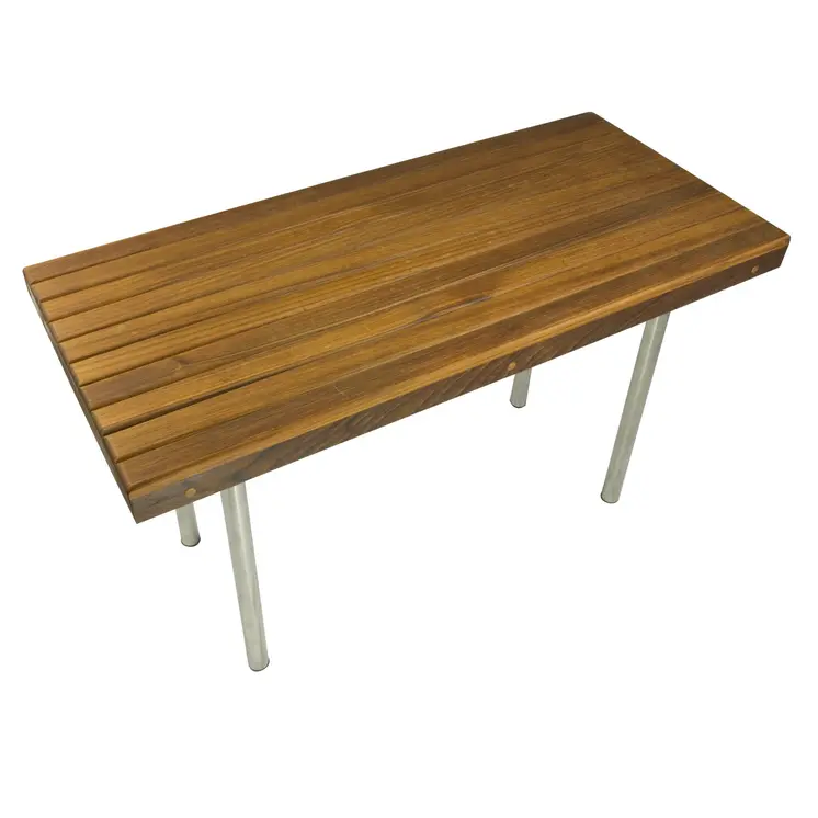 18" X 30" Brown Teak Rectangular Shower Bench